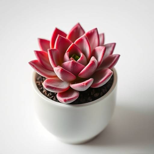 Foto de uma suculenta Echeveria elegante em um vaso de cerâmica branco.